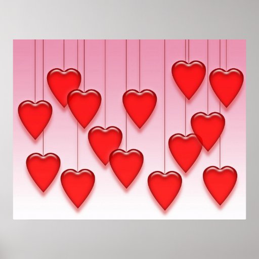 Valentine Hanging Hearts Posters