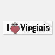 Valentine Heart, I, Virginia Bumper Sticker