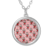 Valentine Heart Sock Monkey Print Necklaces