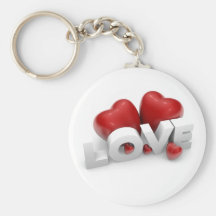 Valentine hearts and love word keychain