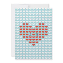 Valentine Hearts Wedding (Red + Sky Blue) Personalized Announcement