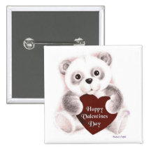 Valentine Panda Sketch Buttons