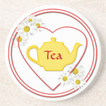 Valentine Teapot and Daisies Coaster