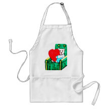 VALENTINE TEDDY BEAR WITH HEART apron