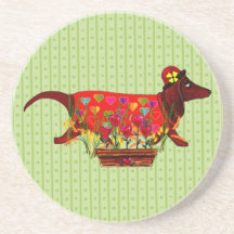 Valentine Weiner Dog Drink Coasters