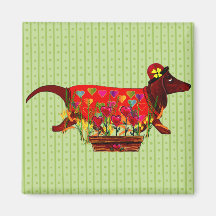 Valentine Weiner Dog Fridge Magnets