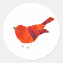 Valentine's Day Cute Red Bird Round Stickers