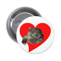 Valentine's Day Gifts, Wombat Love! Pinback Buttons