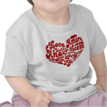 Valentines Day Love All the Words for LOVE T Shirts