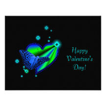 Valentine's Day -Rainbow Heart with Stars on black Announcements