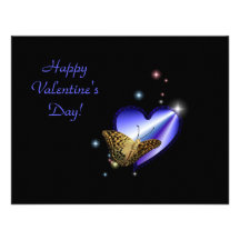 Valentine's Day -Rainbow Heart with Stars on black Personalized Invitations