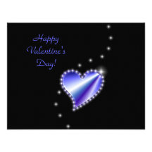 Valentine's Day -Rainbow Heart with Stars on black Invite