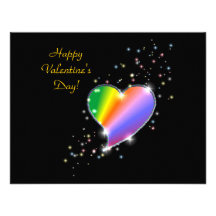 Valentine's Day -Rainbow Heart with Stars on black Personalized Invite