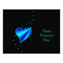 Valentine's Day -Rainbow Heart with Stars on black Personalized Announcement