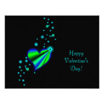 Valentine's Day -Rainbow Heart with Stars on black Custom Announcements