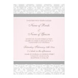 Valentine's Day Wedding Invitations Grey Damask