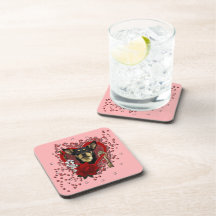 Valentines - Key to My Heart - Australian Kelpie Coasters
