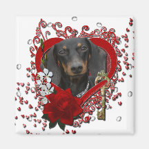 Valentines - Key to My Heart - Dachshund - Winston Fridge Magnets