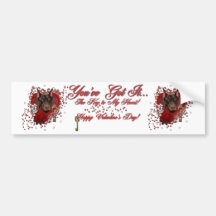Valentines - Key to My Heart - Doberman - Rocky Bumper Stickers
