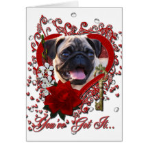 Valentines - Key to My Heart - Pug Cards