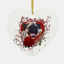 Valentines - Key to My Heart - Pug Christmas Tree Ornament