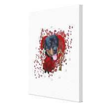 Valentines - Key to My Heart - Rottweiler - Harley Stretched Canvas Prints