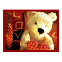 "Valentines Love Teddy Bear with Heart" Postcard