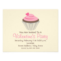 Valentine's Party - Chocolate Cupcake w Pink Icing Personalised Invitation
