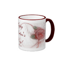 VALENTINE'S ROSE ~ On White Coffee Mugs