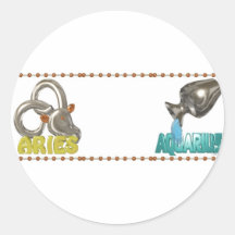 ValxArt Aries Aquarius zodiac friendship Round Sticker