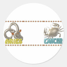 ValxArt Aries Cancer zodiac friendship Round Sticker