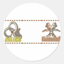 ValxArt Aries Gemini zodiac friendship Round Stickers