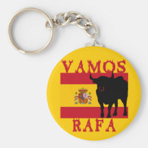 Vamos Rafa With Flag of Spain Key Chain