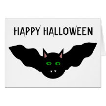 Vampire Cat Faced Bat Halloween Custom Card