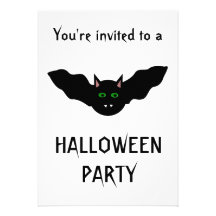 Vampire Cat Faced Bat Halloween Party Customisable Custom Announcements