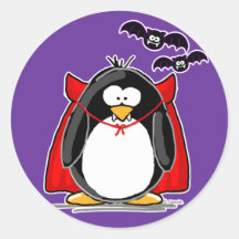 Vampire Penguin Round Stickers
