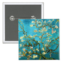 Van Gogh Blossoming Almond Tree Vintage Fine Art Buttons