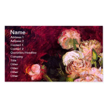 Van Gogh Bowl Peonies and Roses Fine Art Business Card Template