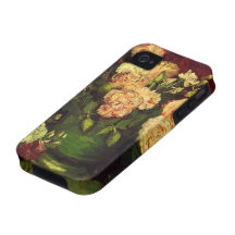 Van Gogh; Bowl with Peonies and Roses iPhone 4 Cases