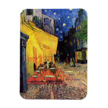 Van Gogh; Cafe Terrace at Night, Vintage Fine Art Rectangular Magnets