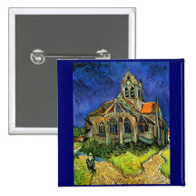 Van Gogh Church at Auvers Post-Impressionism Buttons