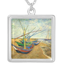 Van Gogh Fishing Boats on Beach at Saintes Maries Custom Jewelry