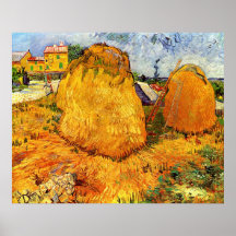 Van Gogh; Haystacks in Provence, Vintage Farm Print