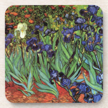 Van Gogh Irises, Vintage Post Impressionism Art Drink Coaster