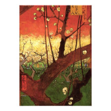 Van Gogh Japanese Flowering Plum Tree, Vintage Art Invitations