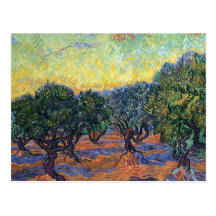 Van Gogh Olive Grove with Orange Sky Post Card