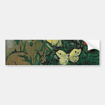Van Gogh Poppies and Butterflies (F748) Fine Art Bumper Stickers