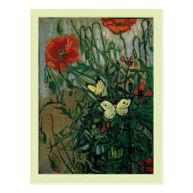 Van Gogh Poppies and Butterflies (F748) Fine Art Post Cards