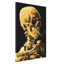 Van Gogh Skull With Burning Cigarette Canvas Print