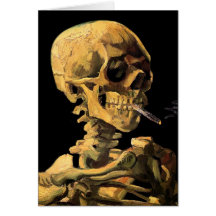 Van Gogh Skull With Burning Cigarette Greeting Card